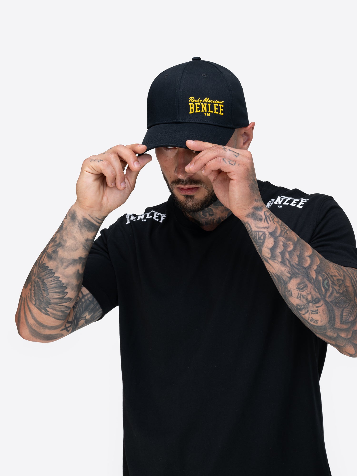 Schwarze BENLEE Basic Kappe aus Baumwolle mit 3D Logo Print