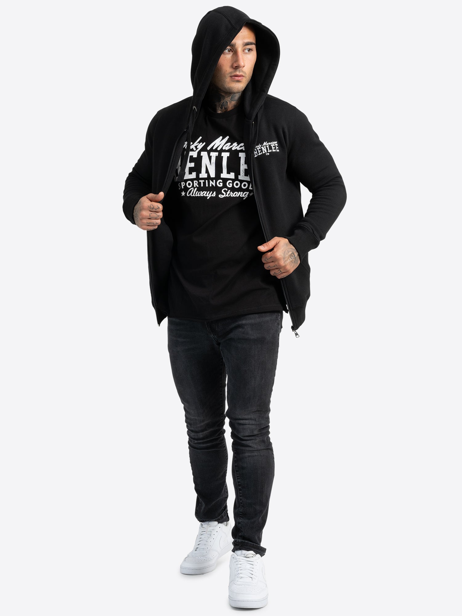 BENLEE 190732  Chest Logo Kapuzensweatjacke - Schwarz