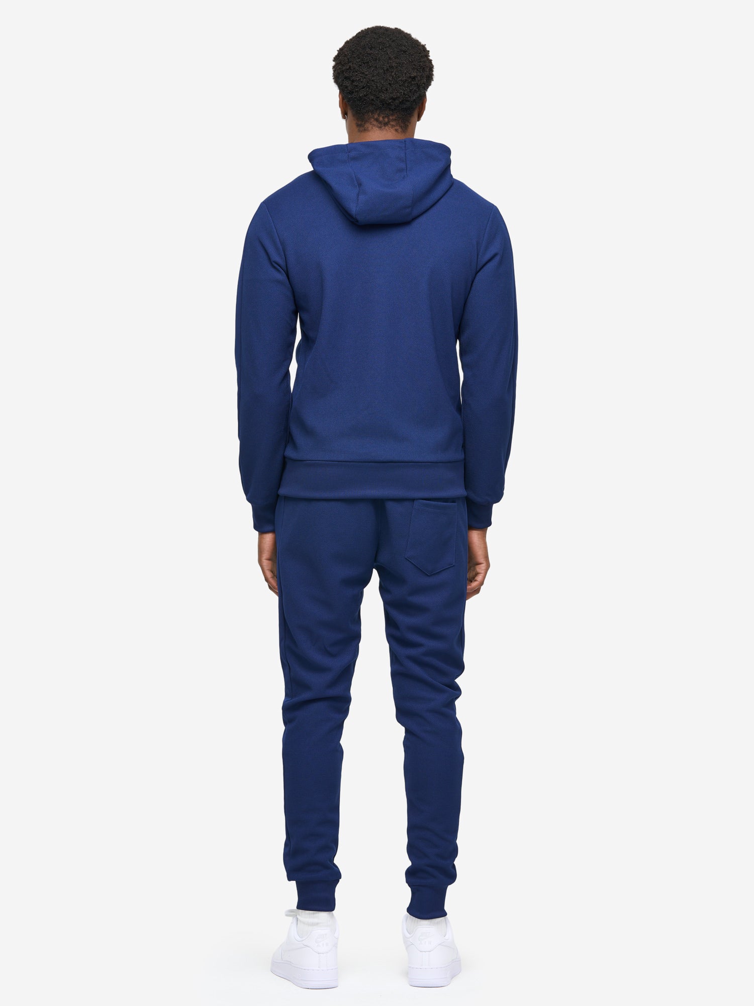 Navy BENLEE Jogginganzug Slim Fit aus Polyester mit Kapuzenjacke, Reissverschluss, Logo und Taschen.