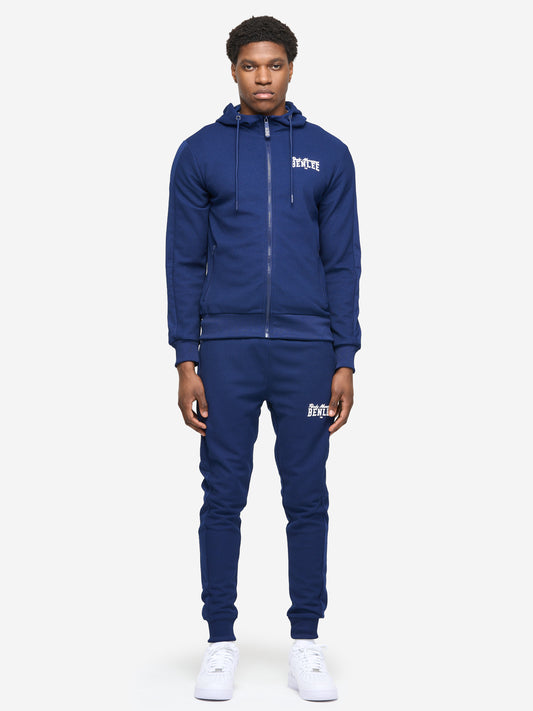 Navy BENLEE Jogginganzug Slim Fit aus Polyester mit Kapuzenjacke, Reissverschluss, Logo und Taschen.