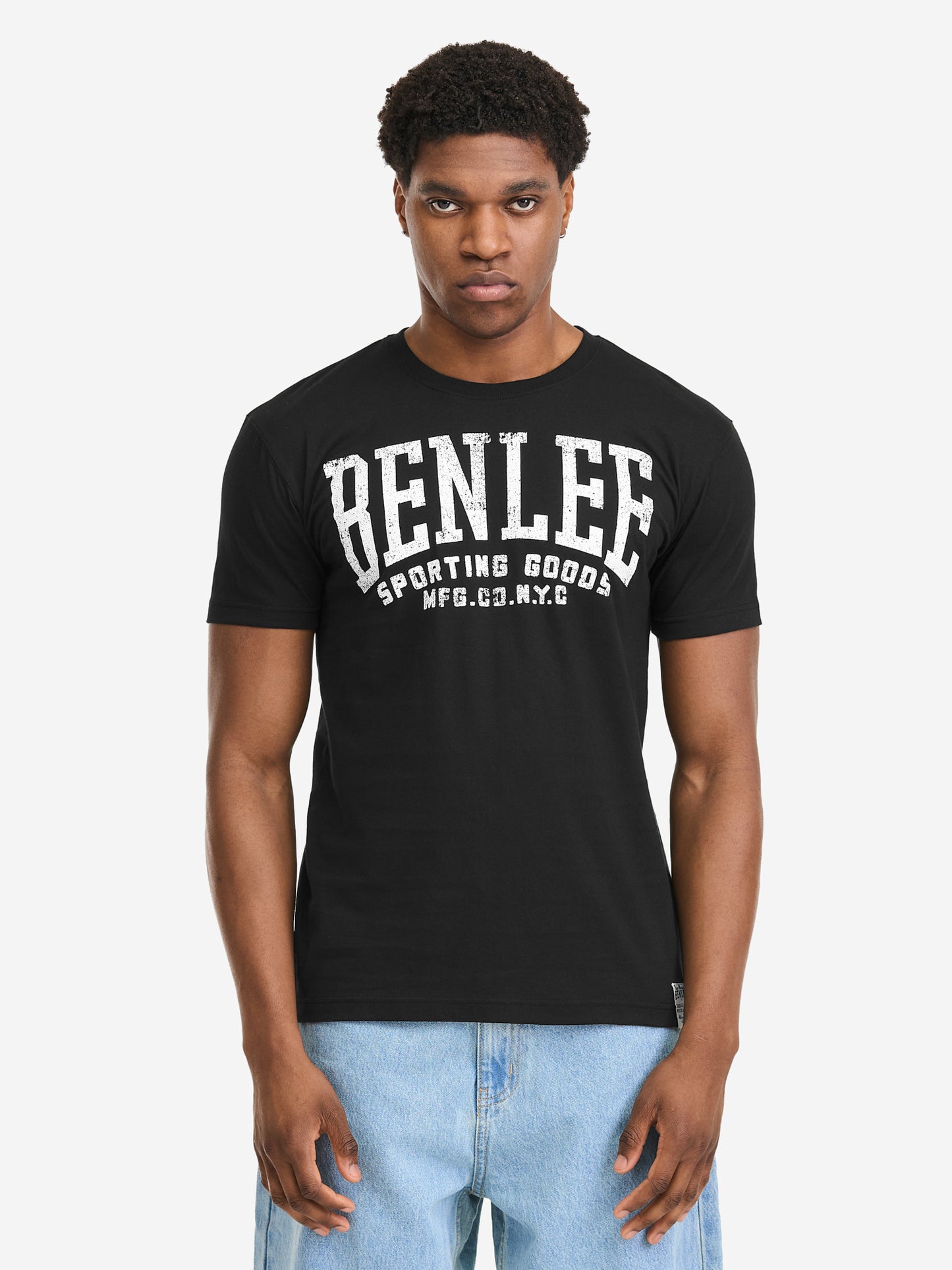 Benlee Herren T-Shirt schwarz mit Vintage-Logo-Print, normale Passform