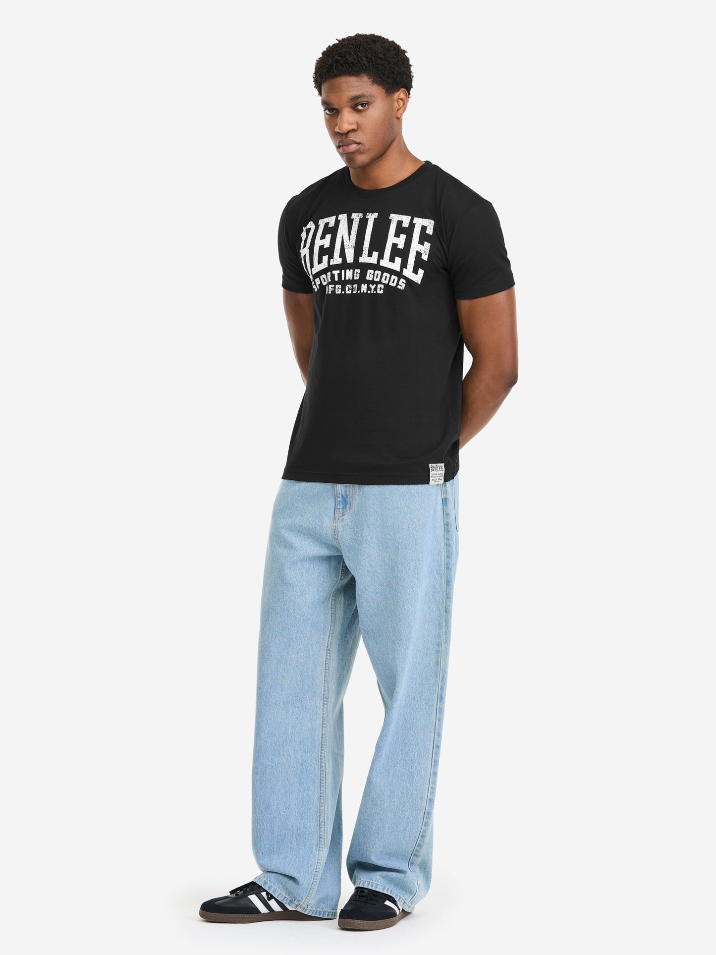 Benlee Herren T-Shirt schwarz mit Vintage-Logo-Print, normale Passform
