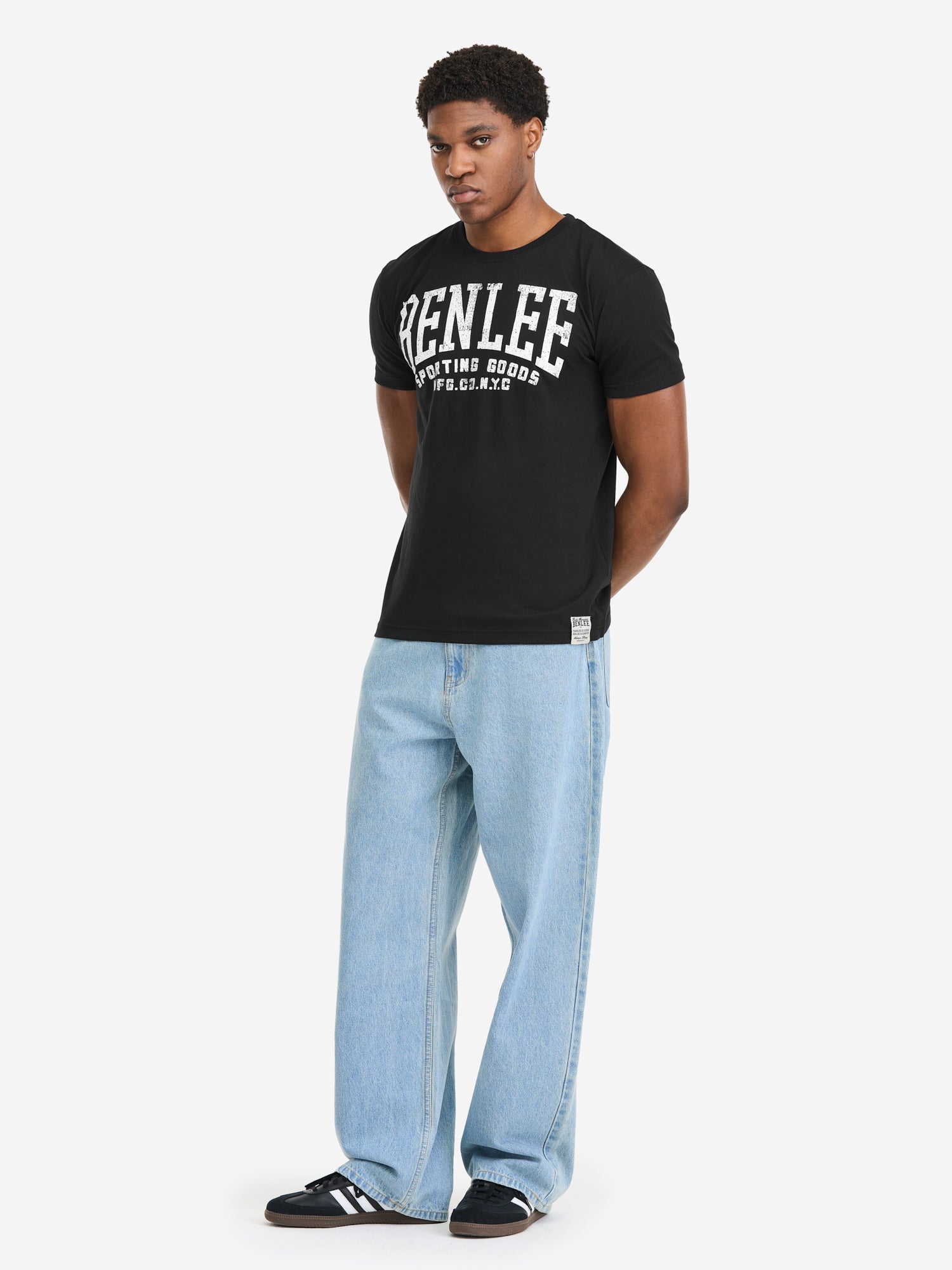Benlee Herren T-Shirt schwarz mit Vintage-Logo-Print, normale Passform