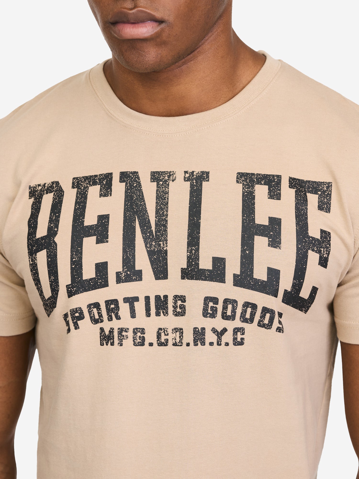 Benlee Herren T-Shirt sand mit Vintage-Logo-Print, normale Passform