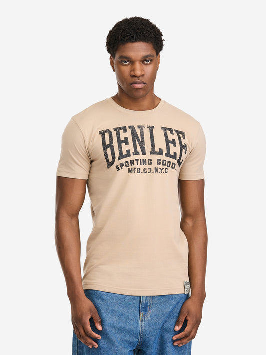 Benlee Herren T-Shirt sand mit Vintage-Logo-Print, normale Passform