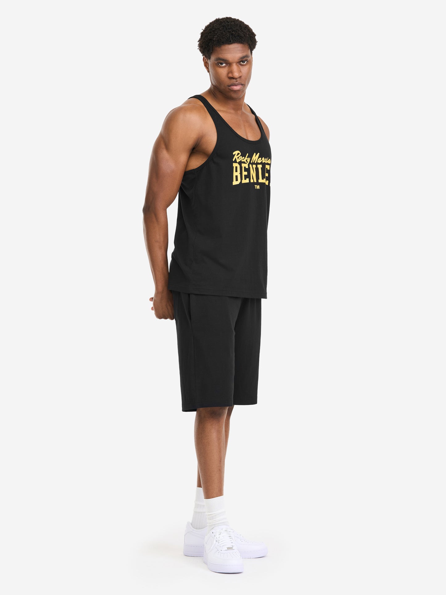 BENLEE Herren Singlet schwarz mit Logo-Druck