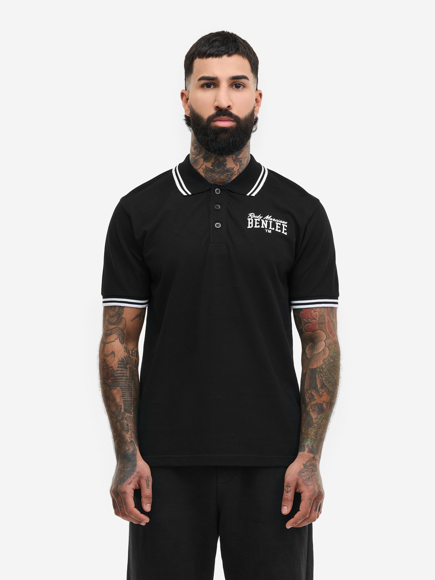 Schwarzes Herren Poloshirt mit Logo Stickerei von Benlee Rocky Marciano