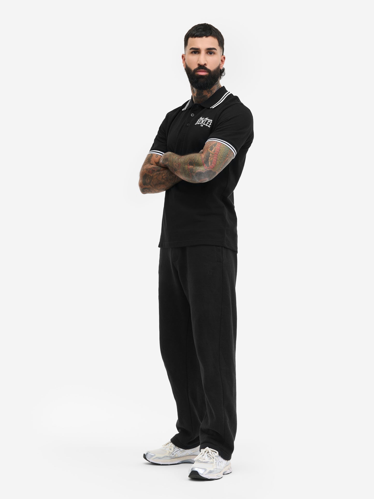 Schwarzes Herren Poloshirt mit Logo Stickerei von Benlee Rocky Marciano