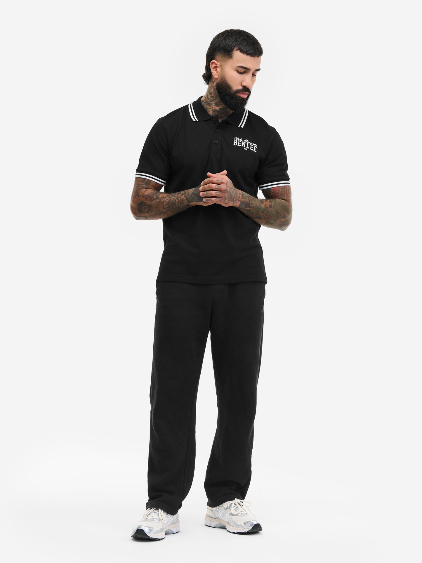 Schwarzes Herren Poloshirt mit Logo Stickerei von Benlee Rocky Marciano