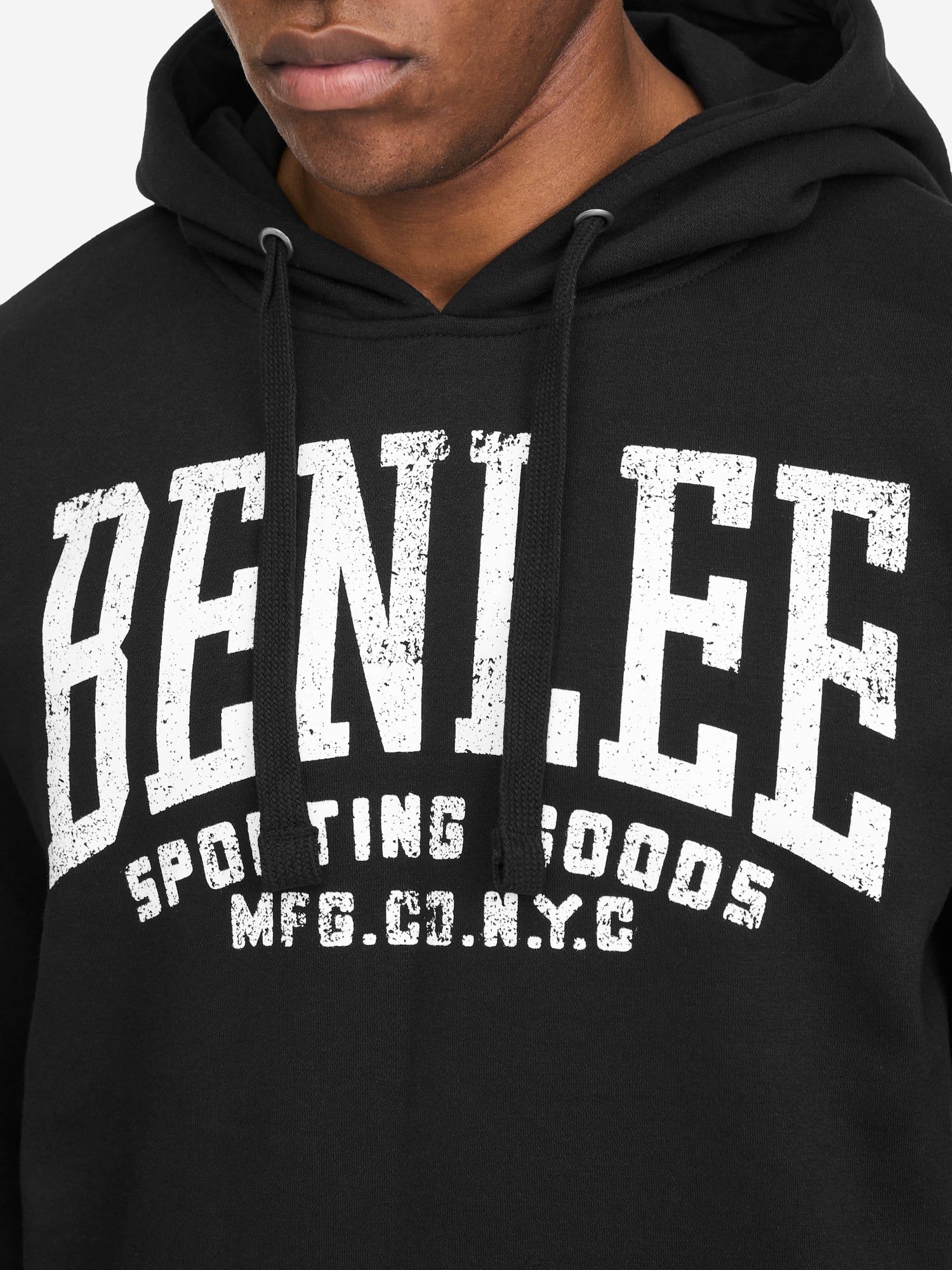 BENLEE Herren Hoodie schwarz mit Vintage-Logo-Print, normale Passform