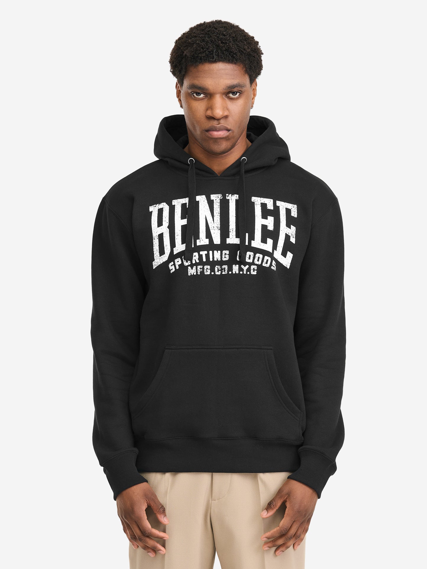 BENLEE Herren Hoodie schwarz mit Vintage-Logo-Print, normale Passform