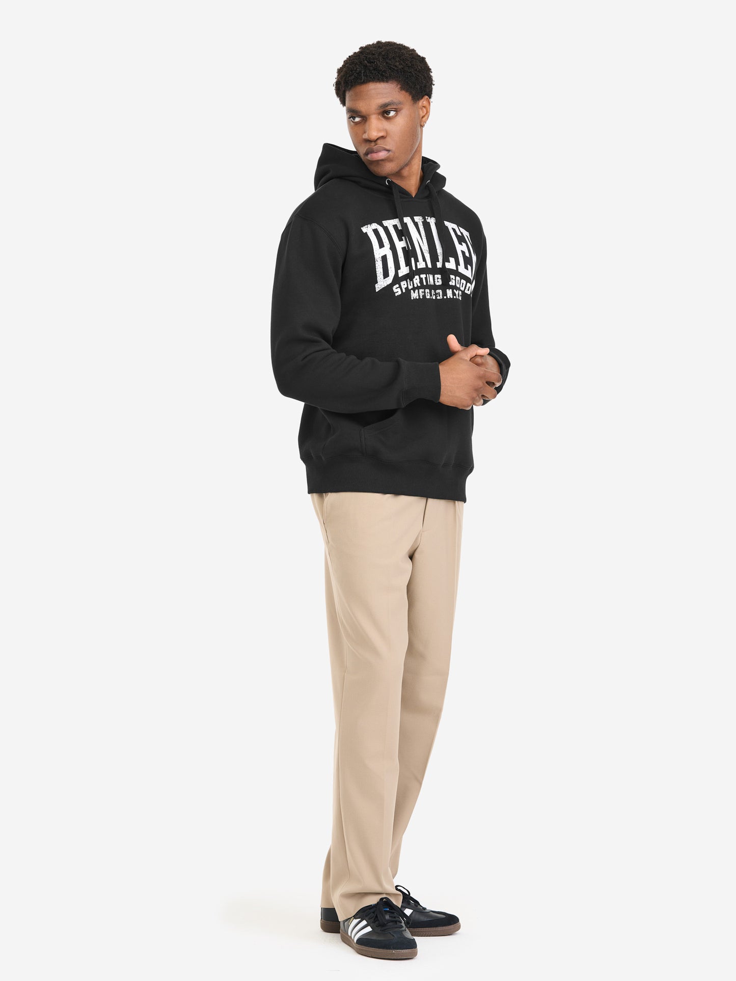 BENLEE Herren Hoodie schwarz mit Vintage-Logo-Print, normale Passform