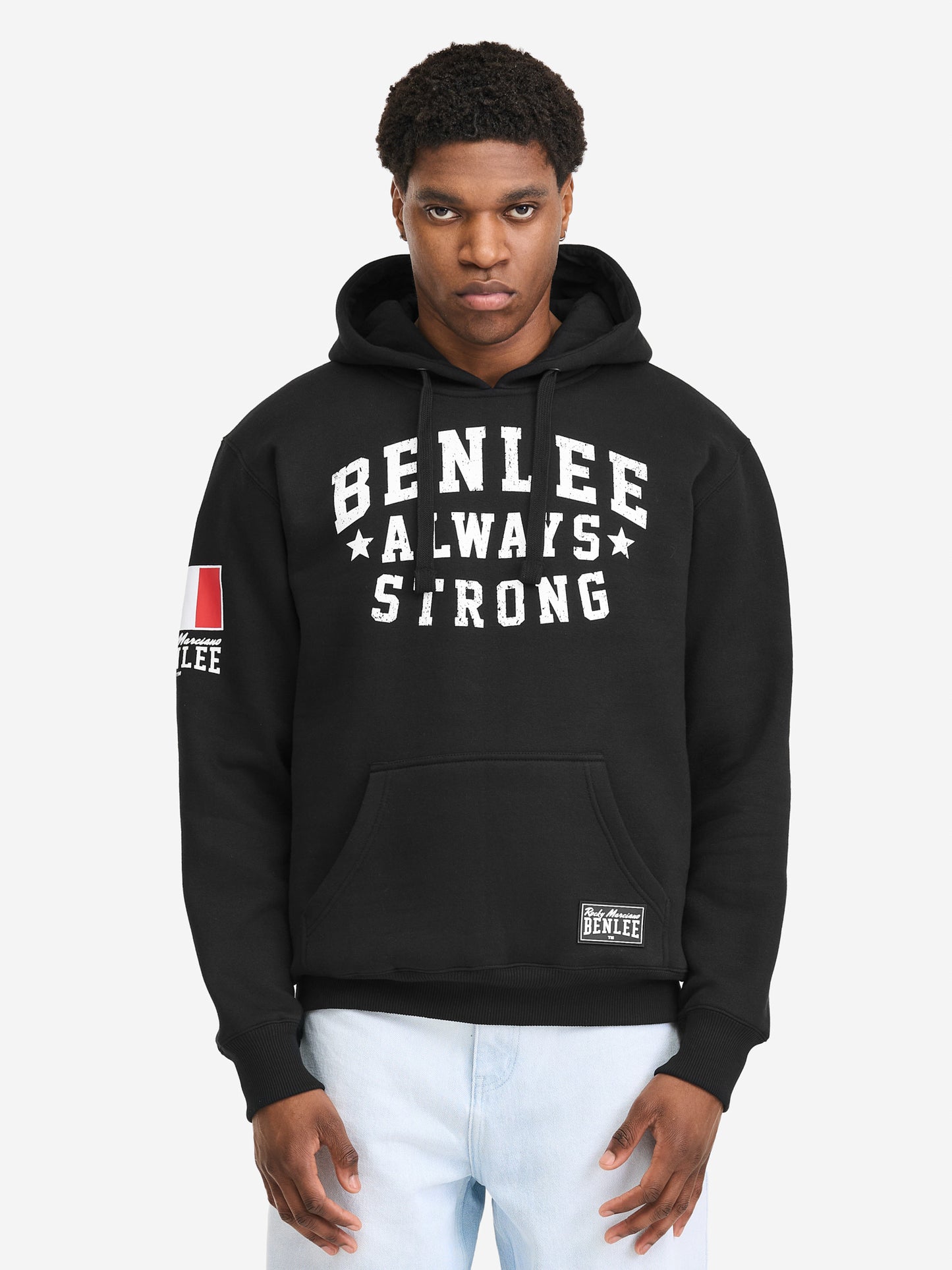 BENLEE Herren Kapuzensweatshirt schwarz normale Passform Vintage Logo Kängurutasche Hoodie