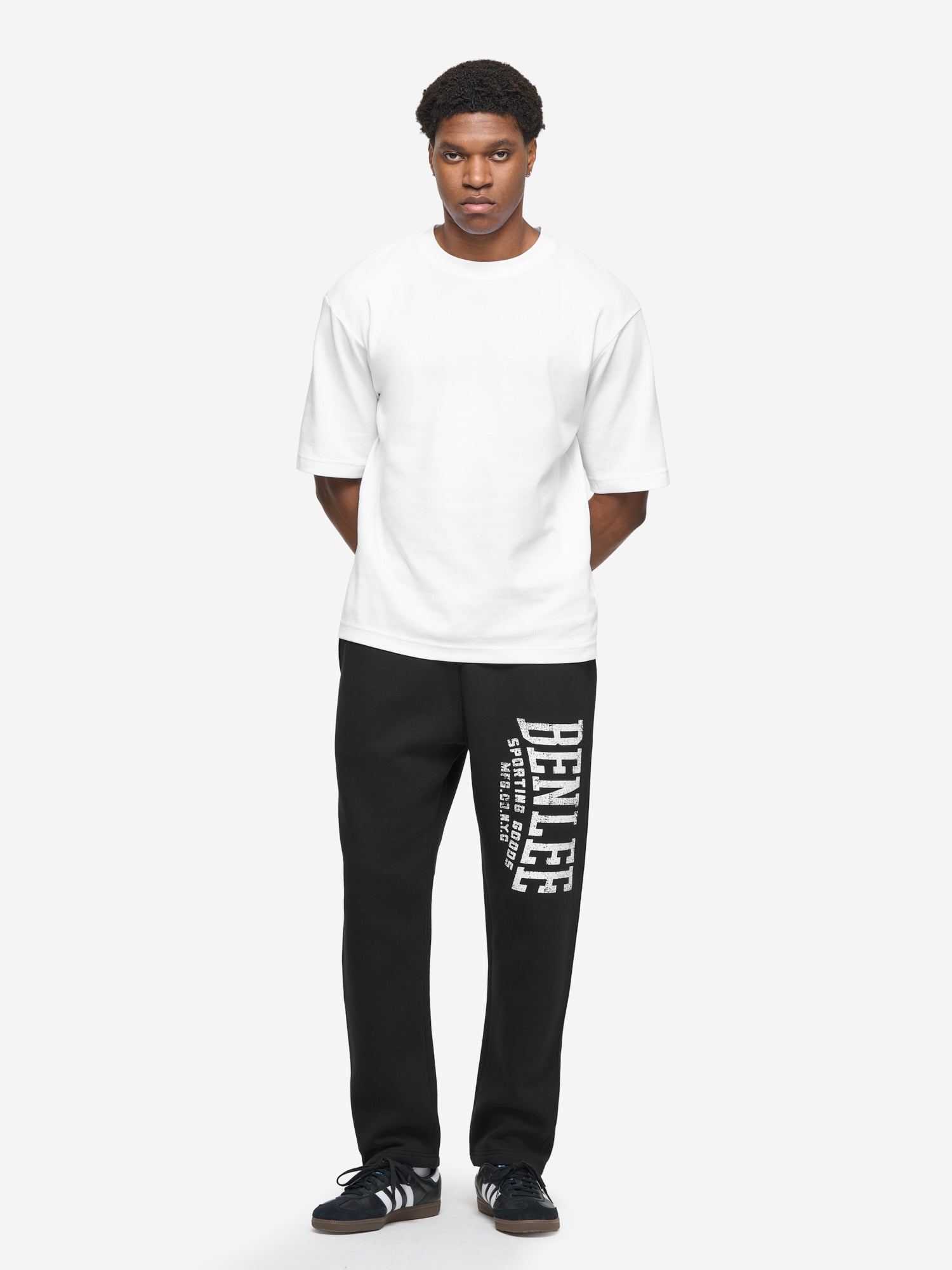 Schwarze BENLEE Herren Jogginghose in normaler Passform mit Vintage-Logo, Fleece, Baumwollmix