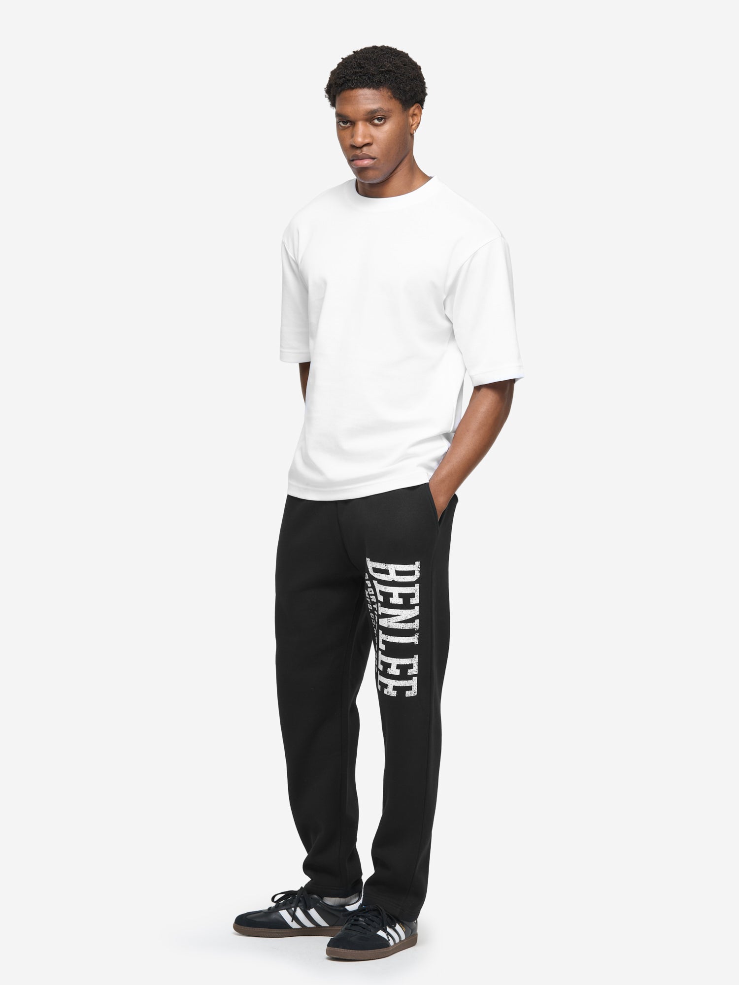 Schwarze BENLEE Herren Jogginghose in normaler Passform mit Vintage-Logo, Fleece, Baumwollmix