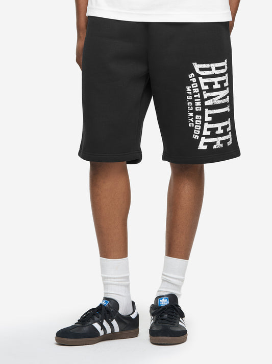 Schwarze BENLEE Herren Shorts in normaler Passform mit Vintage-Logo und weichem Fleece