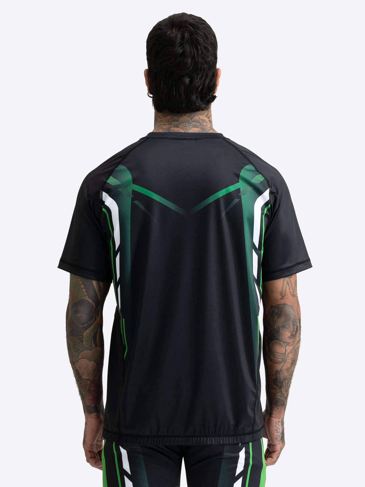 Benlee Herren Rashguard Kurzarm in Schwarz – Rückansicht.