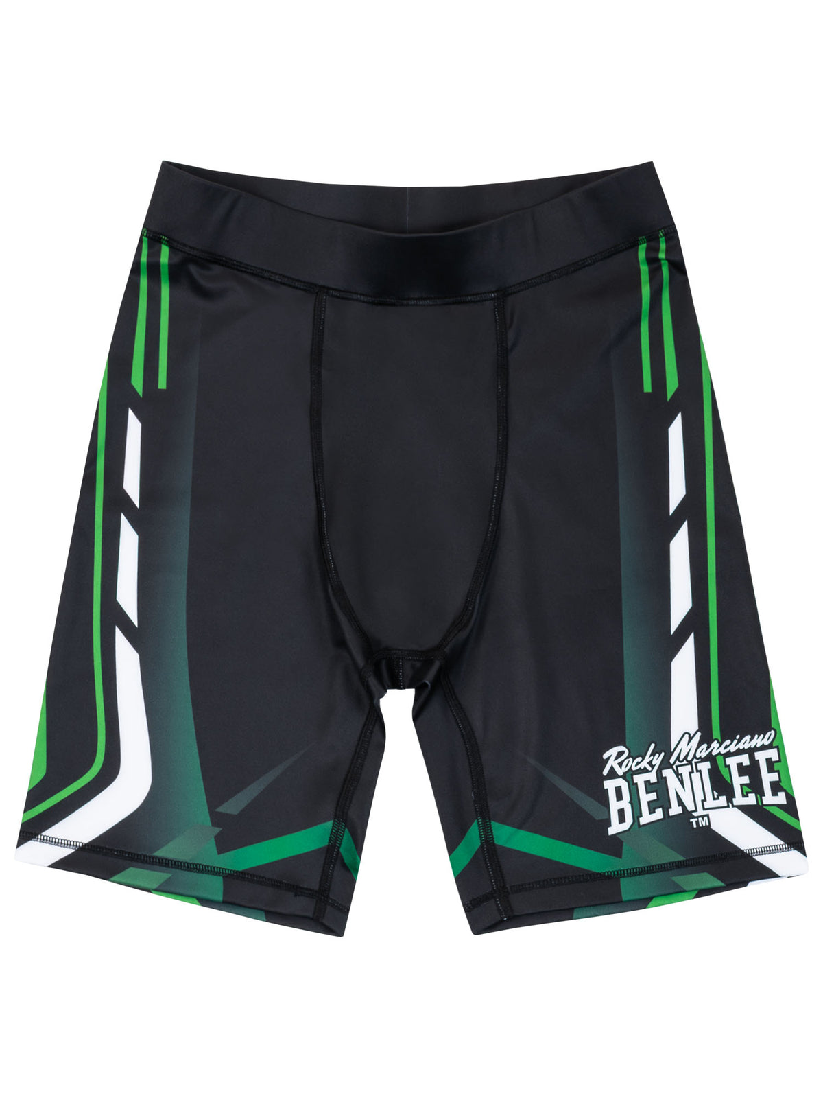 BENLEE Herren MMA Fight Shorts in Schwarz-Grün mit Logo-Print.