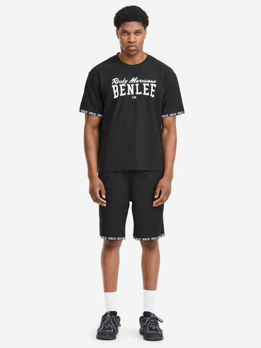 Schwarzes BENLEE Herren Set aus T-Shirt in lockerer Passform und Shorts mit 3D-Logo
