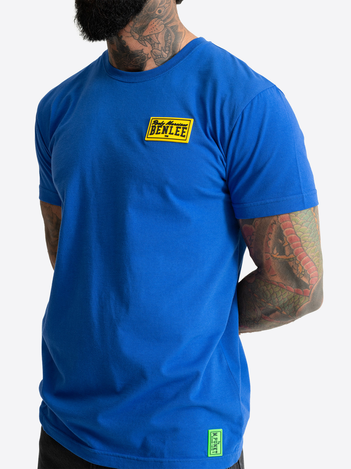 BENLEE Herren T-Shirt Blau normale Passform Detailansicht.