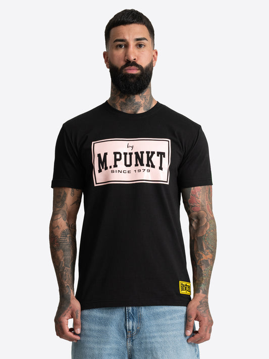 Schwarzes BENLEE Herren T-Shirt mit M.Punkt Logo-Print auf der Brust.