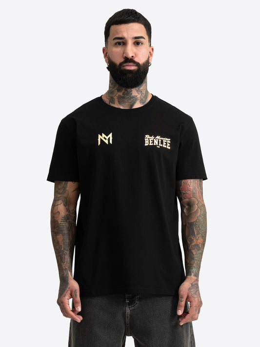 Benlee Peekskill T-Shirt Schwarz: Nina Meinke Logo & goldener Brust-Print.
