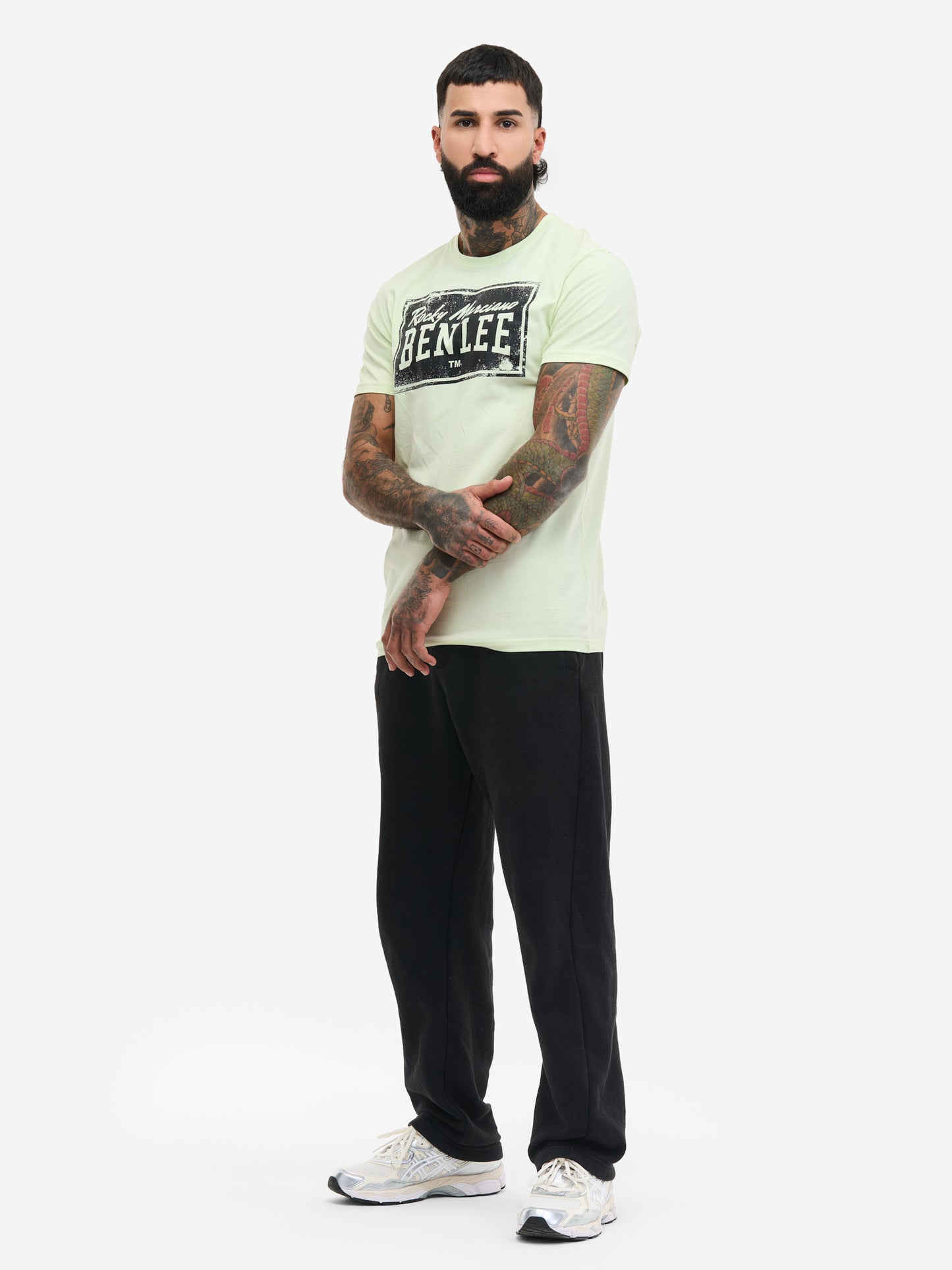 Hellgrünes Benlee T-Shirt für Herren mit Vintage Logo-Print auf der Brust