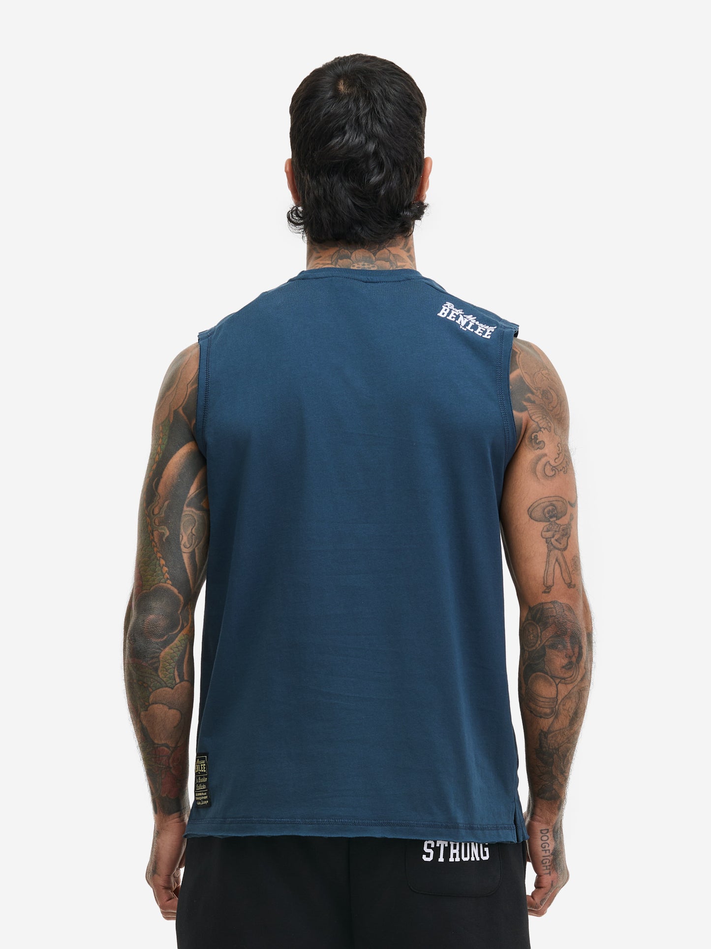 Rückansicht: Benlee Singlet Dunkelblau mit Logo-Print auf der rechten Schulter