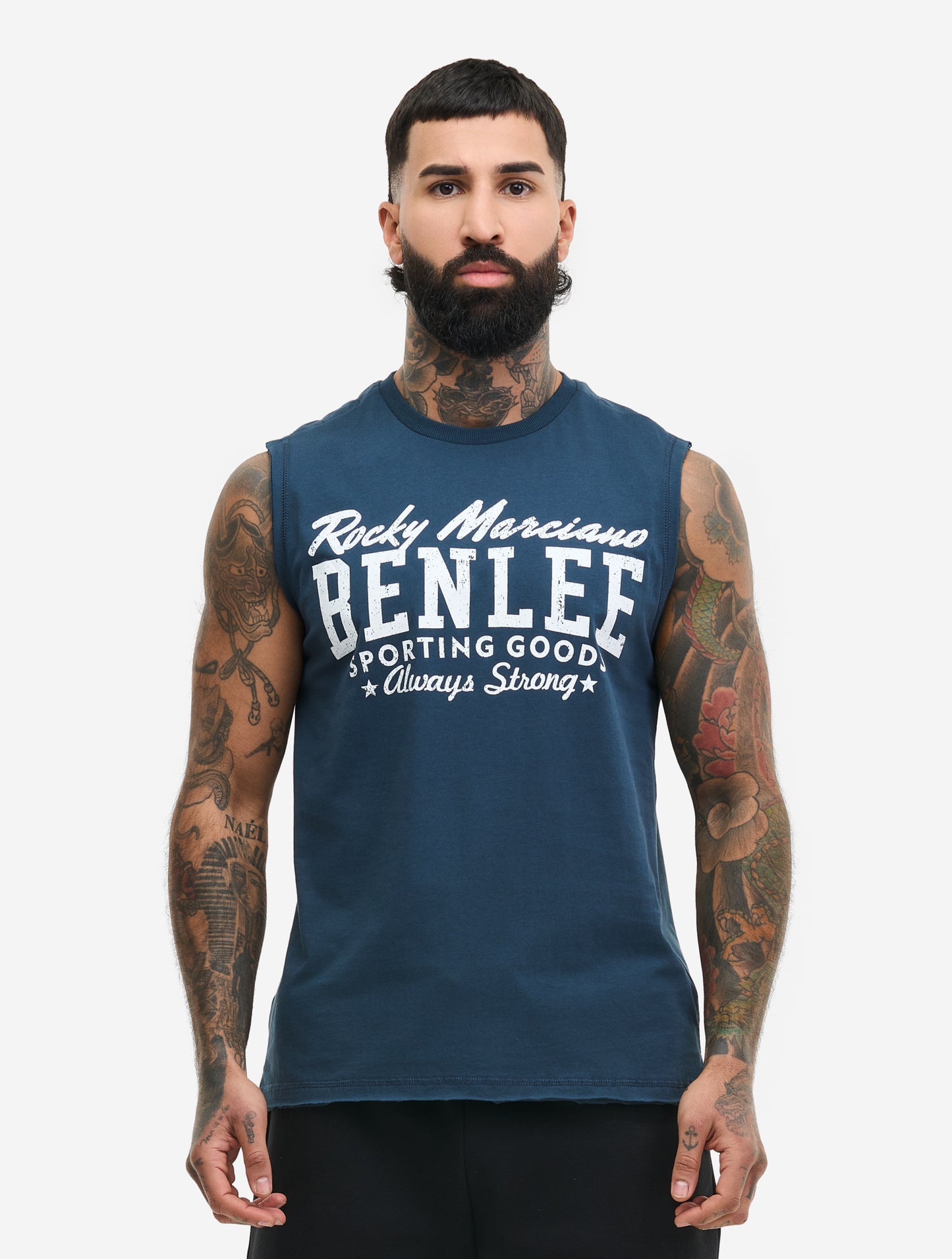 Dunkelblaues Benlee Herren Singlet mit großem Logo-Print auf der Brust