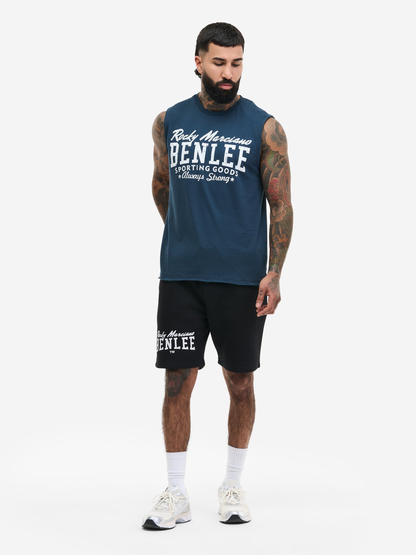 Dunkelblaues Benlee Herren Singlet mit großem Logo-Print auf der Brust