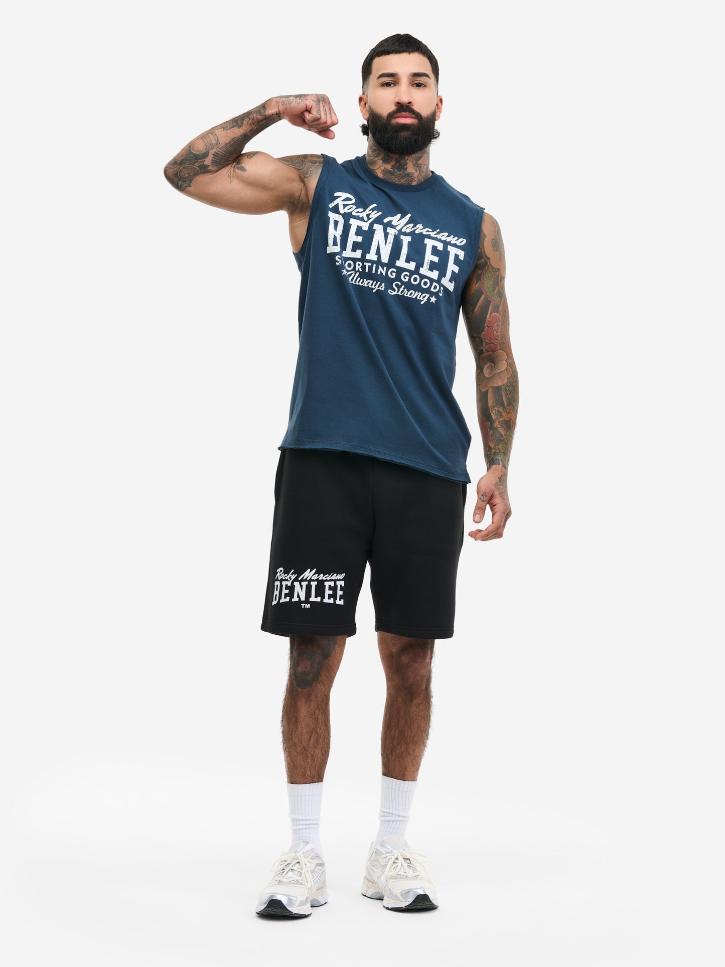 Dunkelblaues Benlee Herren Singlet mit großem Logo-Print auf der Brust