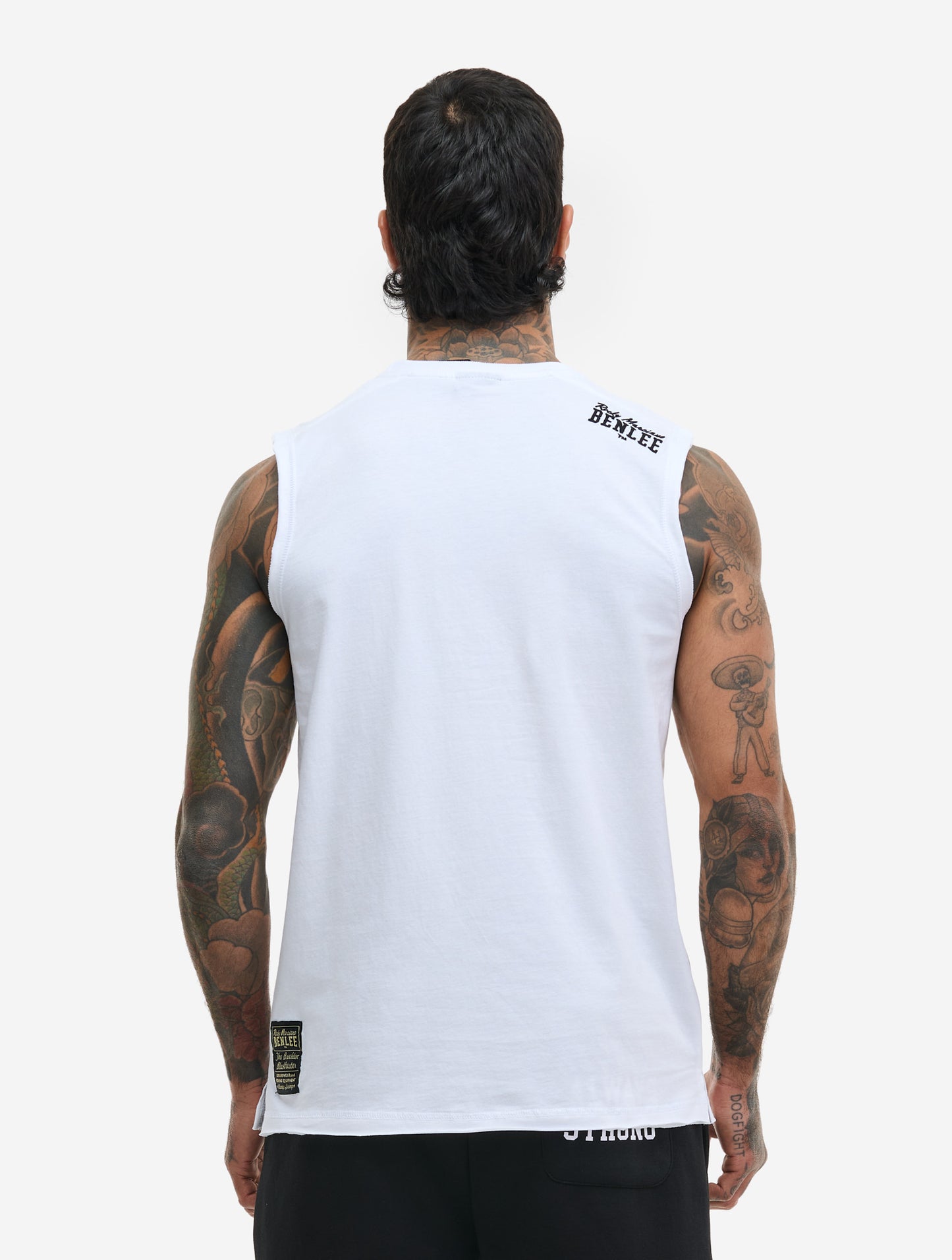 Rückansicht des weissen Benlee Rocky Marciano Muskelshirts für Herren