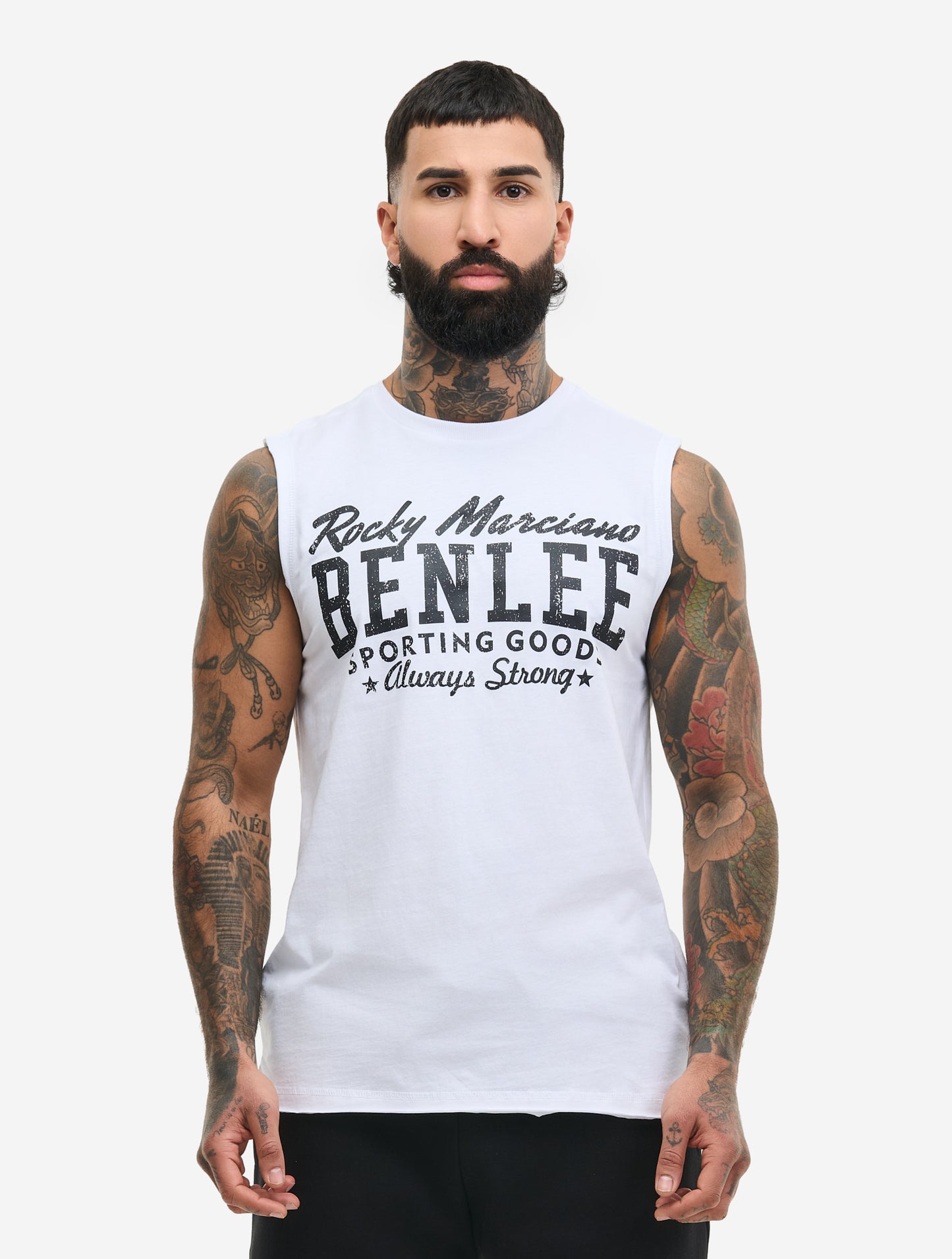 Weisses Benlee Rocky Marciano Muskelshirt für Herren mit Logo-Print