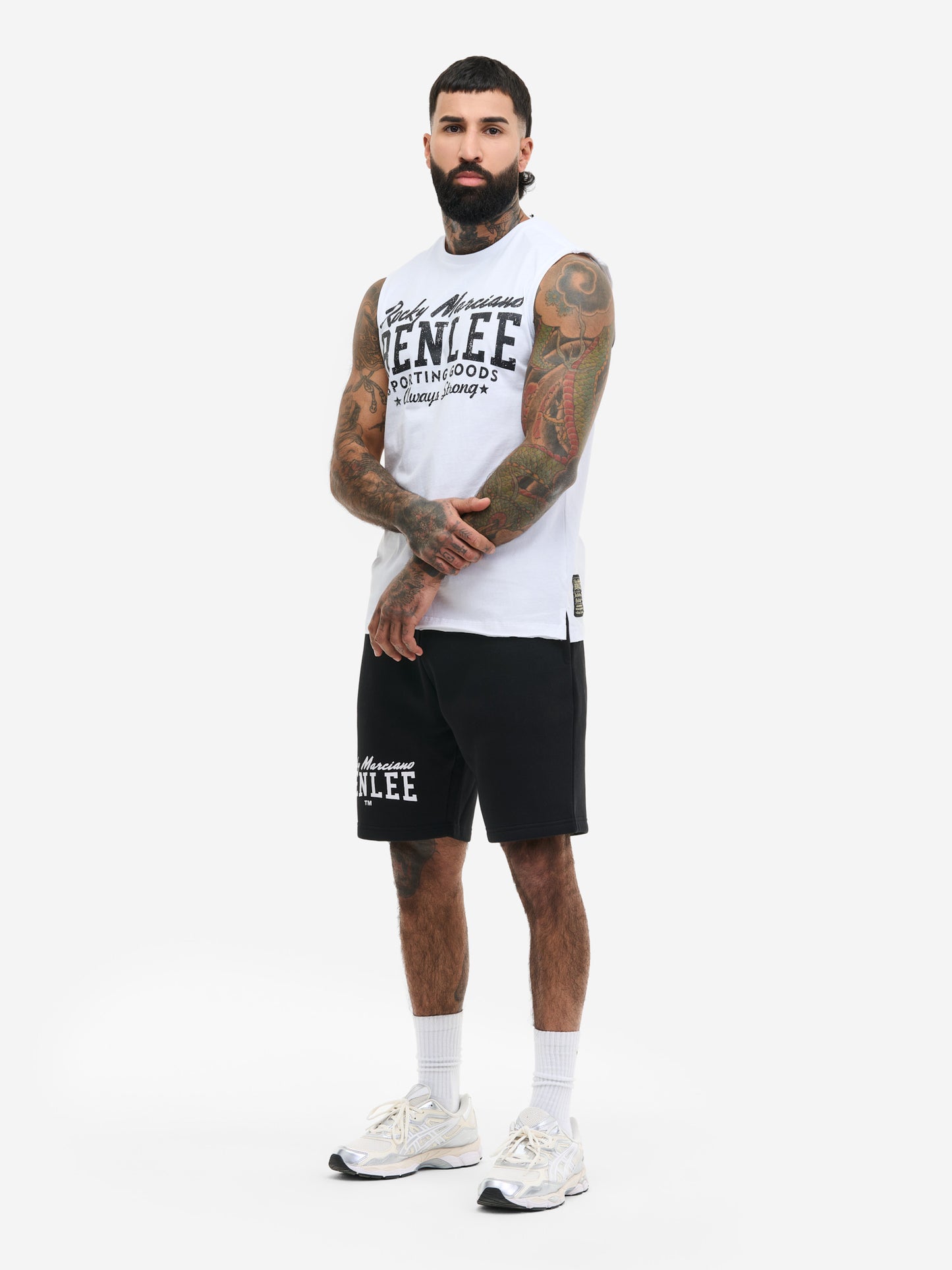 Weisses Benlee Rocky Marciano Muskelshirt für Herren mit Logo-Print