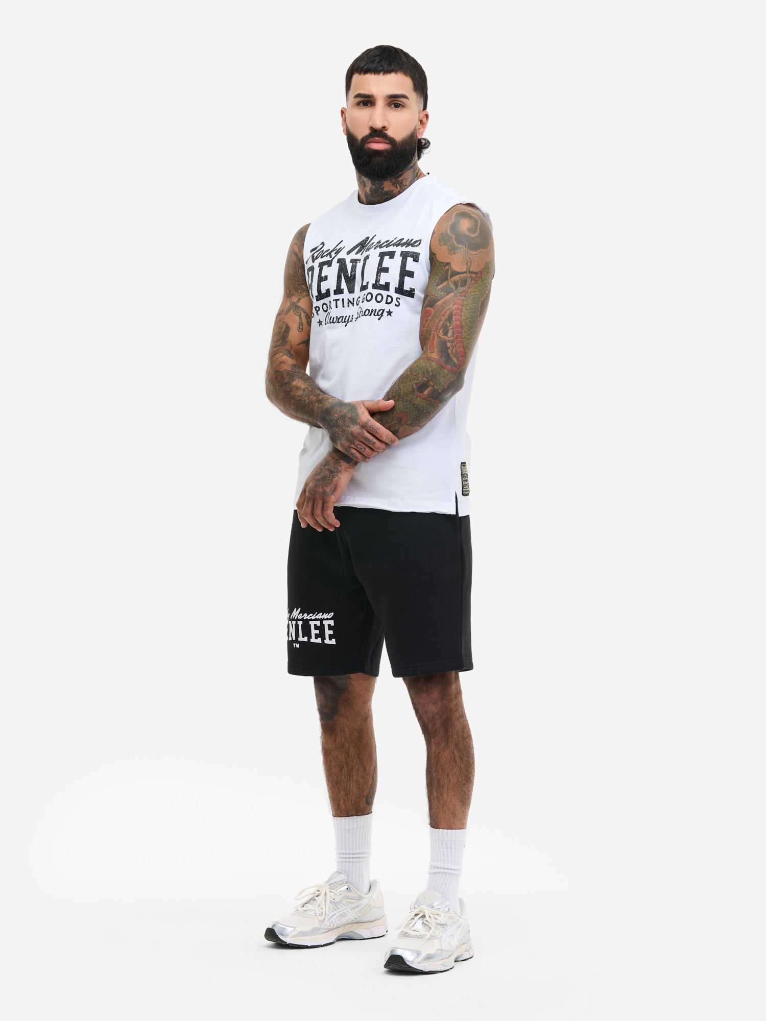 Weisses Benlee Rocky Marciano Muskelshirt für Herren mit Logo-Print