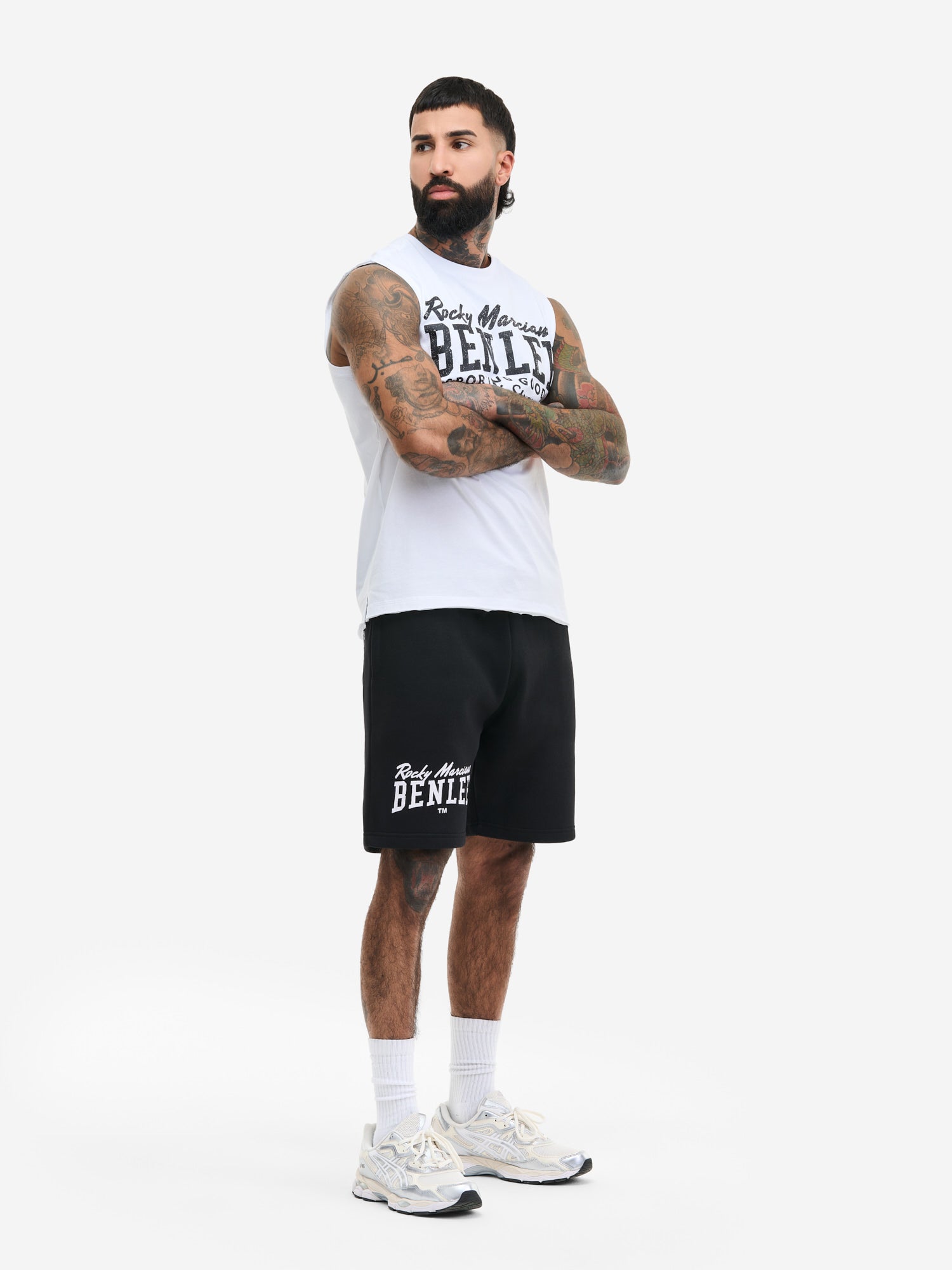 Weisses Benlee Rocky Marciano Muskelshirt für Herren mit Logo-Print