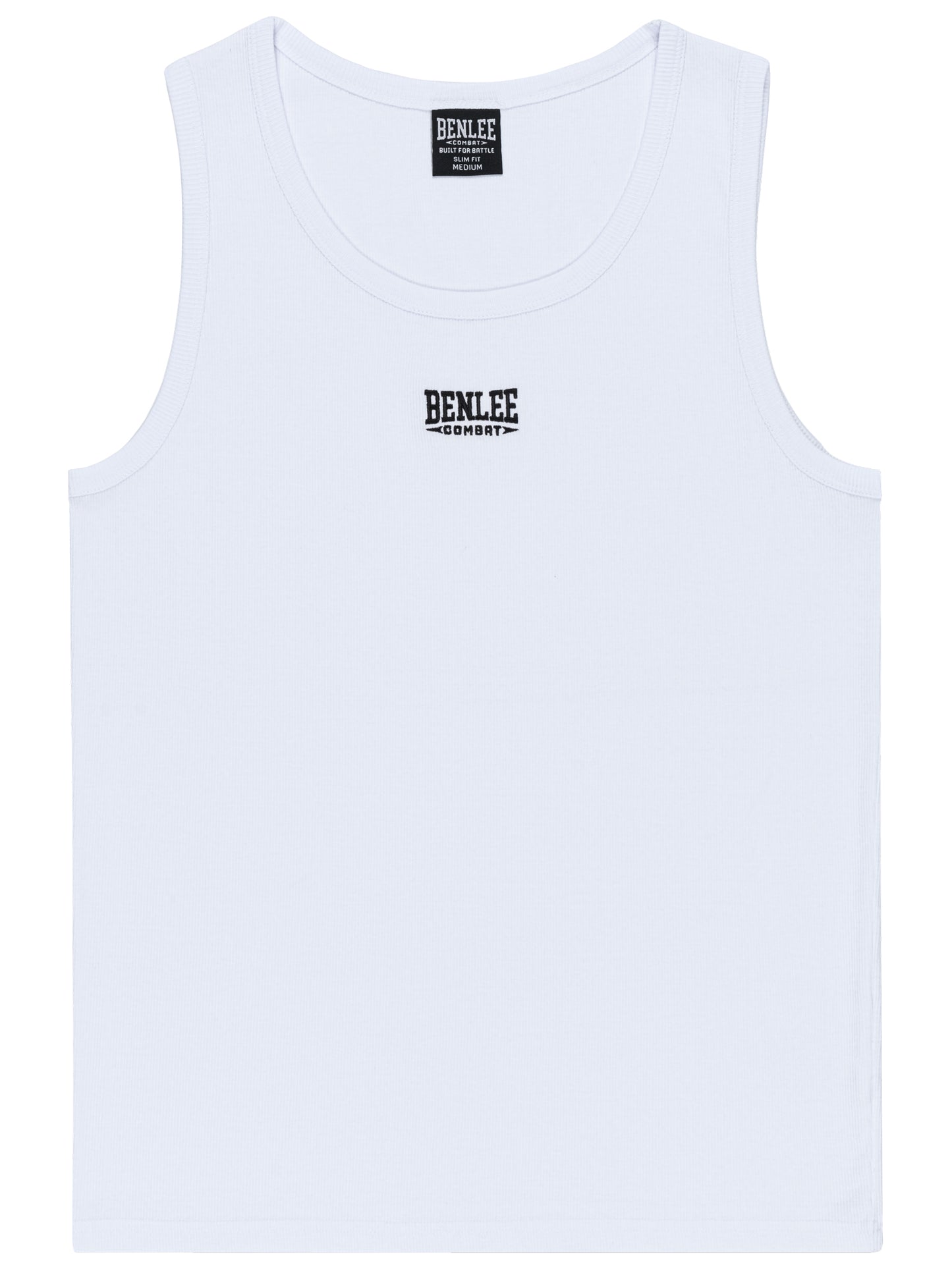 Weisses BENLEE Herren Singlet in schmaler Passform aus Doppelripp-Baumwolle.