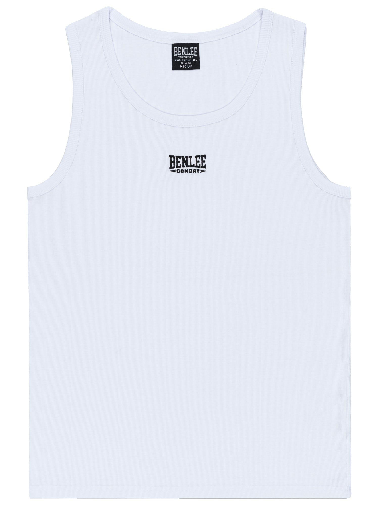 Weisses BENLEE Herren Singlet in schmaler Passform aus Doppelripp-Baumwolle.