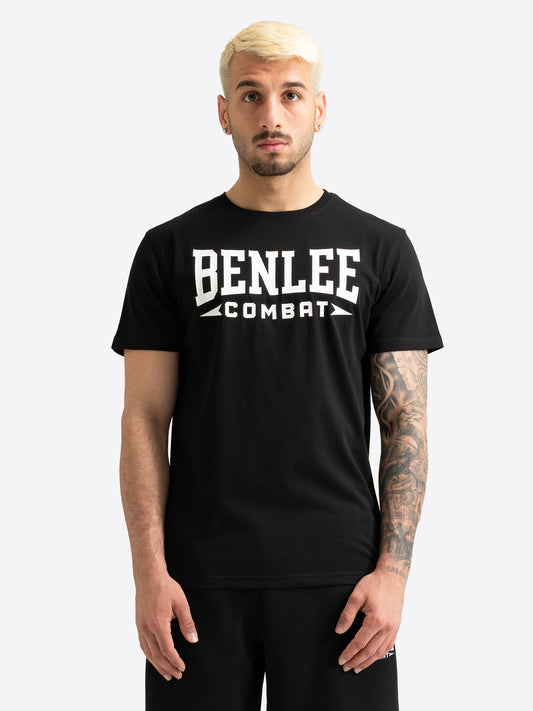 Schwarzes BENLEE Herren T-Shirt mit grossem Logo-Druck auf der Brust.