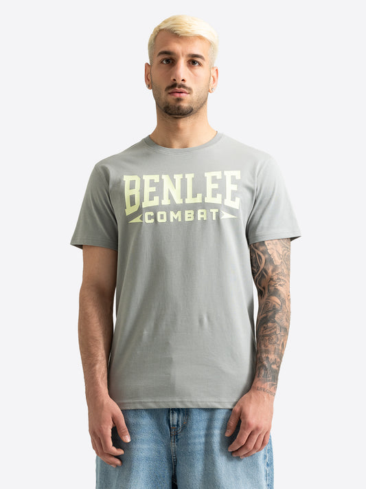 Graues BENLEE Herren T-Shirt mit grossem Logo-Druck in Grün.