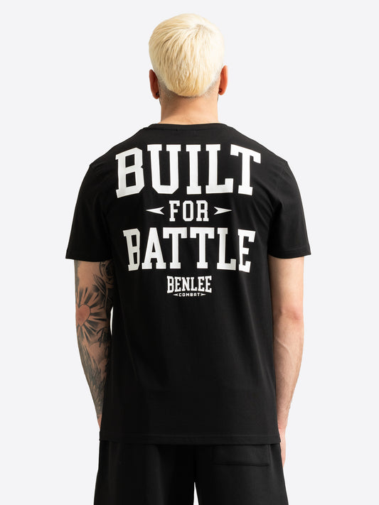 Rückansicht des schwarzen BENLEE T-Shirts mit grossem BUILT FOR BATTLE Print.