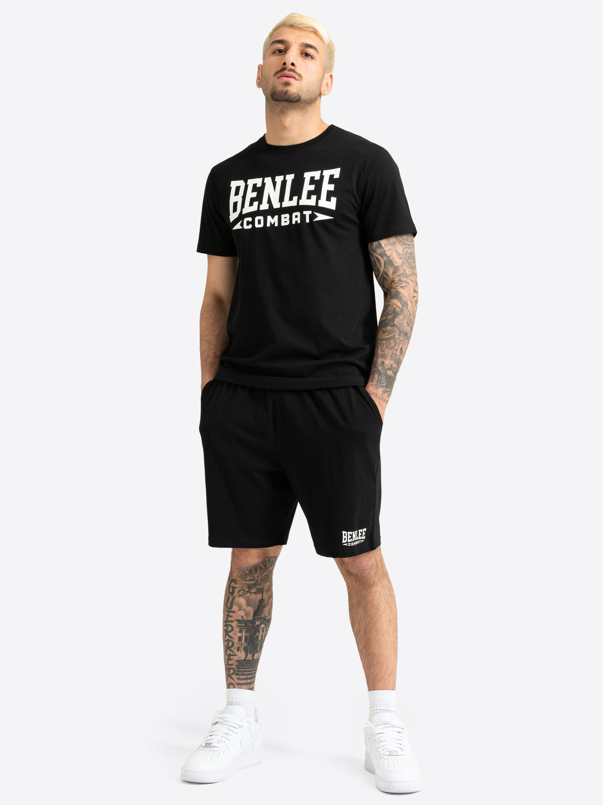 Schwarzes BenLee Combat Herren Set aus T-Shirt und Shorts
