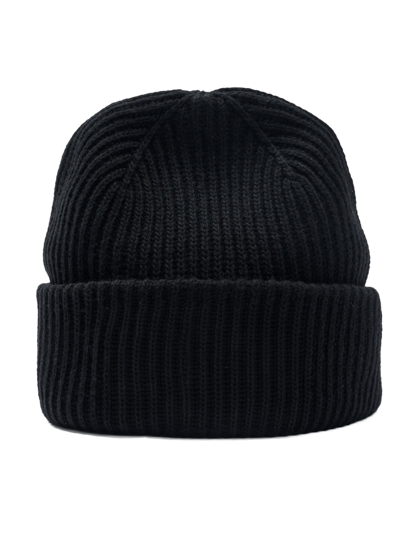 Rückansicht von schwarzer Benlee Beanie-Mütze im klassischen Strickdesign.