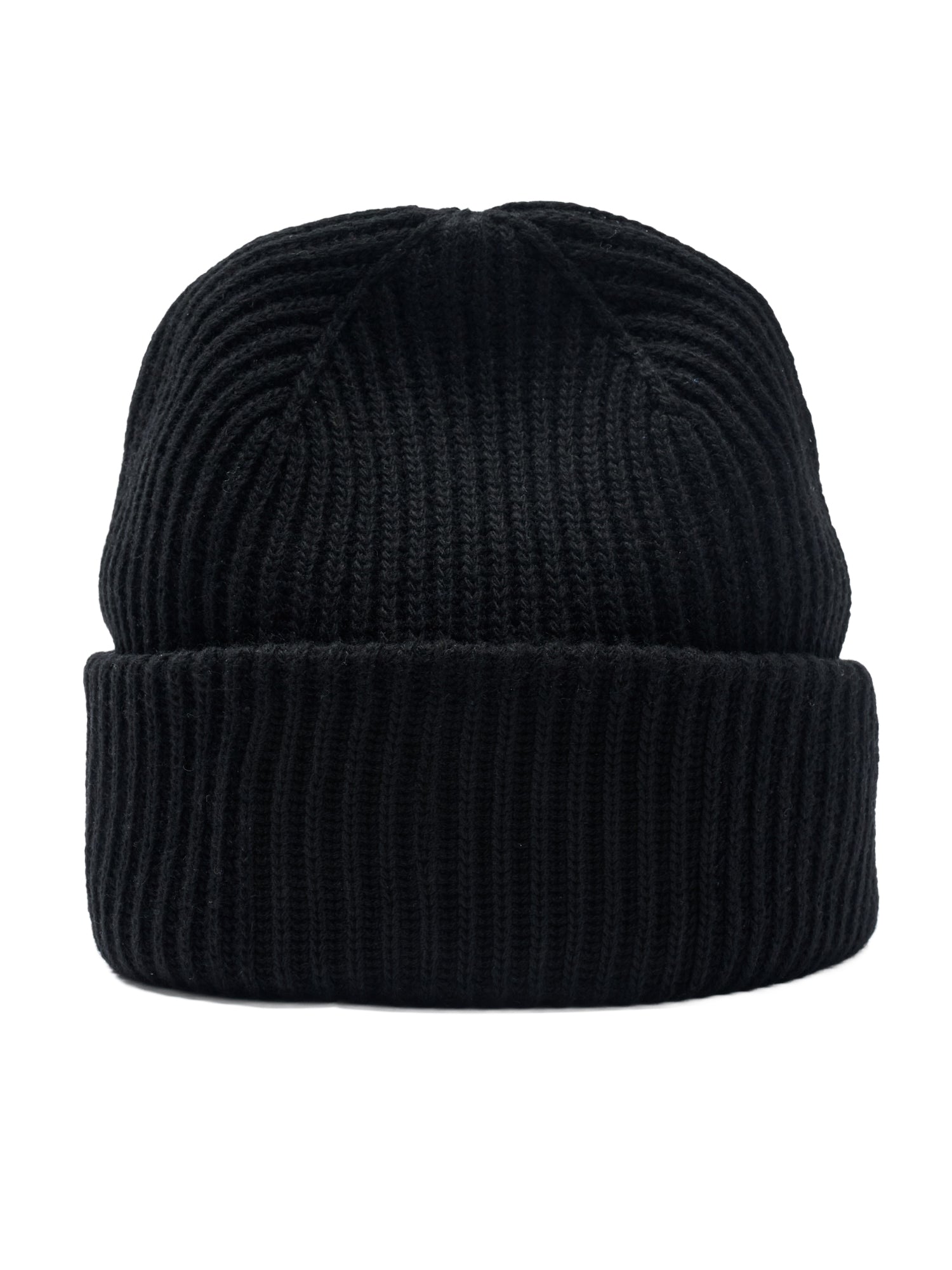 Rückansicht von schwarzer Benlee Beanie-Mütze im klassischen Strickdesign.