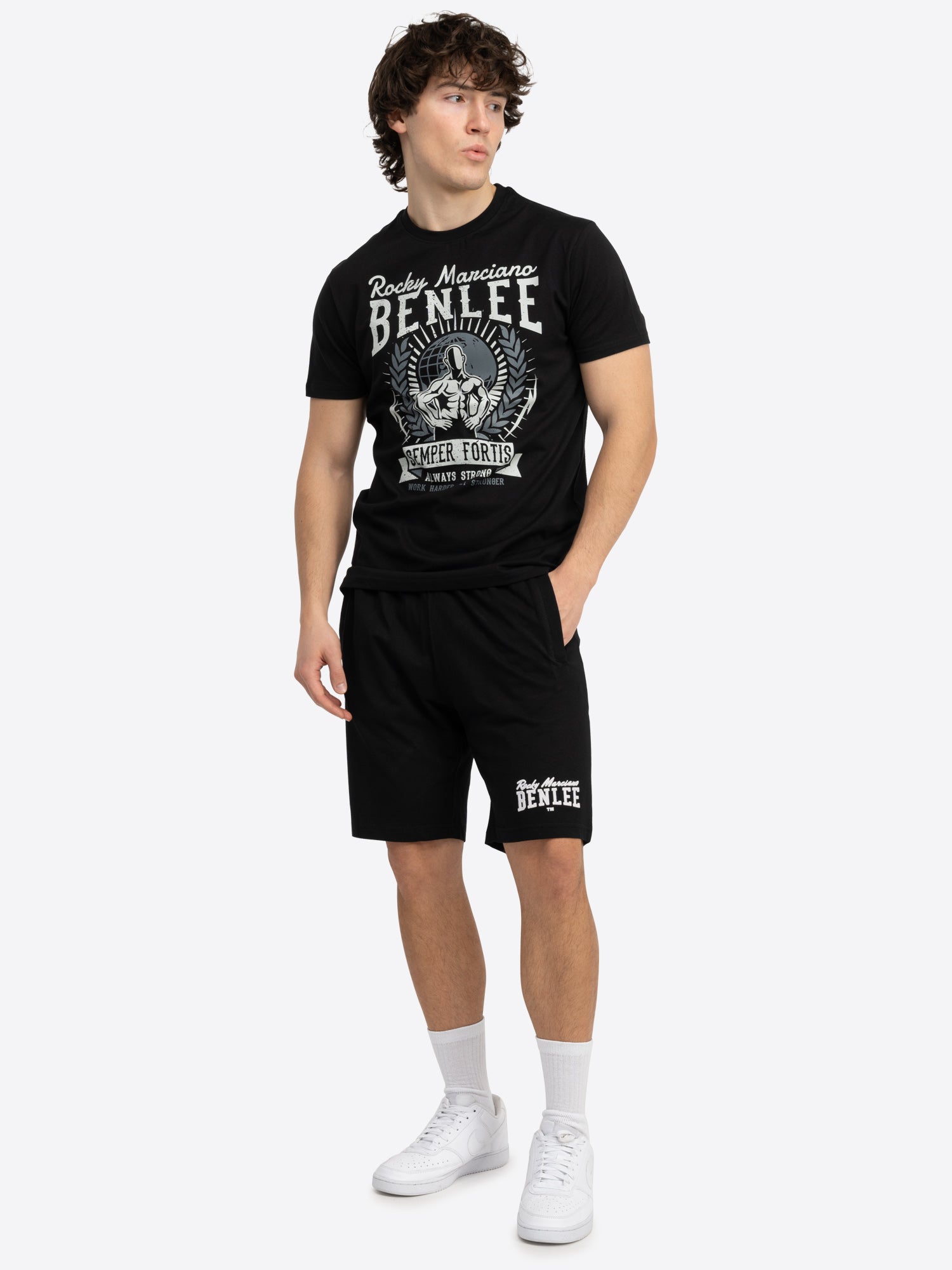 BENLEE Herren Shorts schwarz, normale Passform, Jersey Baumwolle mit Logo