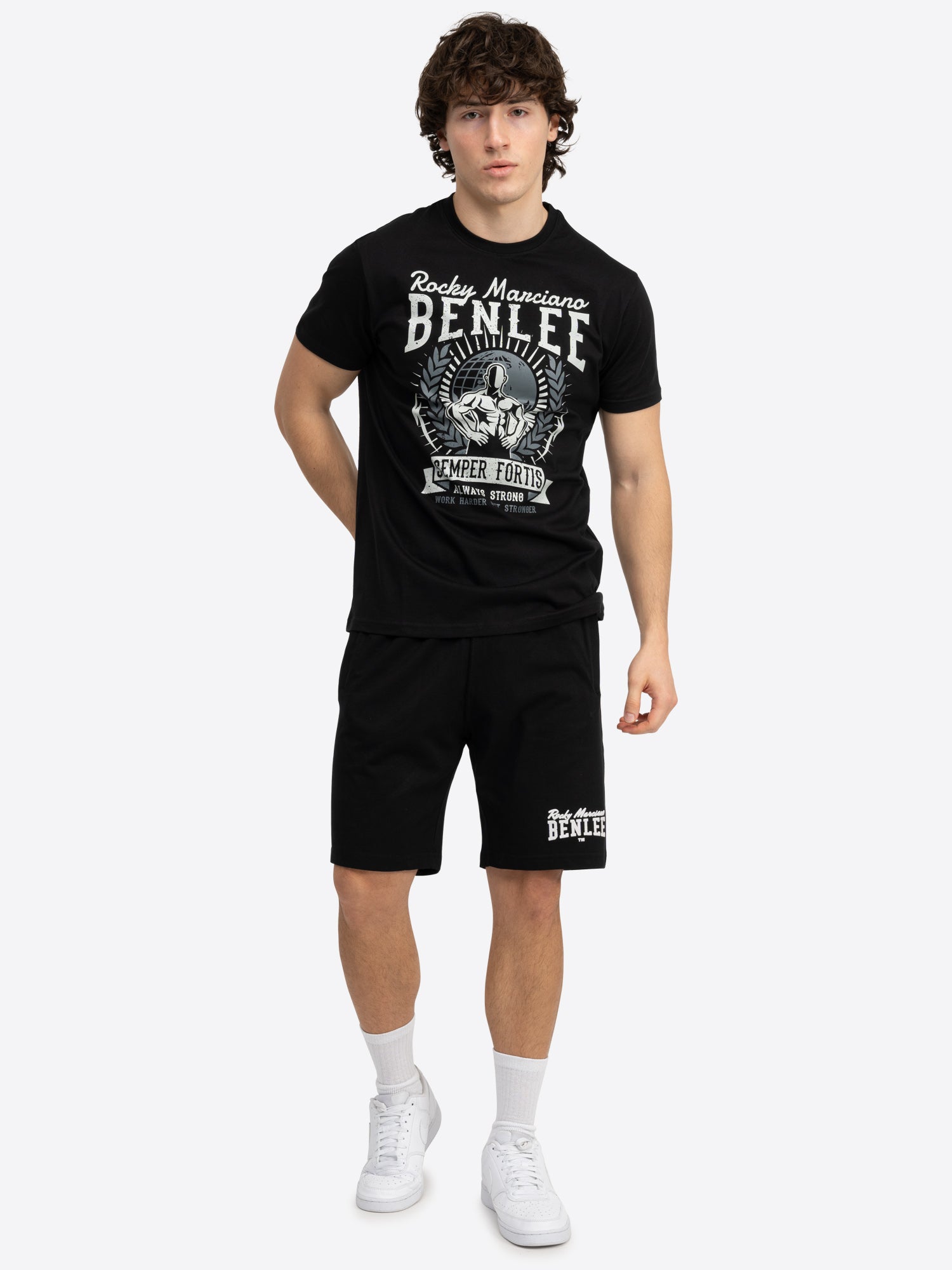 BENLEE Herren Shorts schwarz, normale Passform, Jersey Baumwolle mit Logo