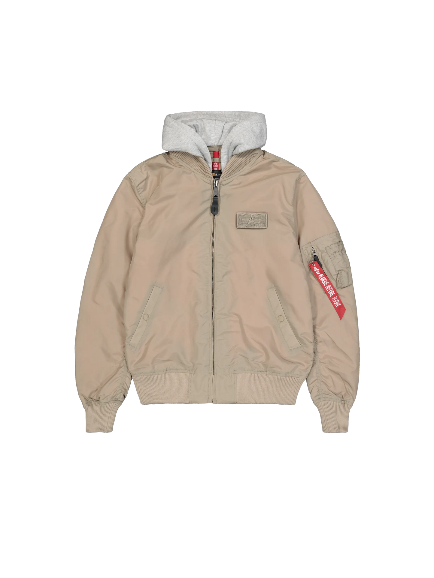 Alpha Industries MA-1 TT Hood Light Bomber Jacket in Schwarz – Vorderansicht