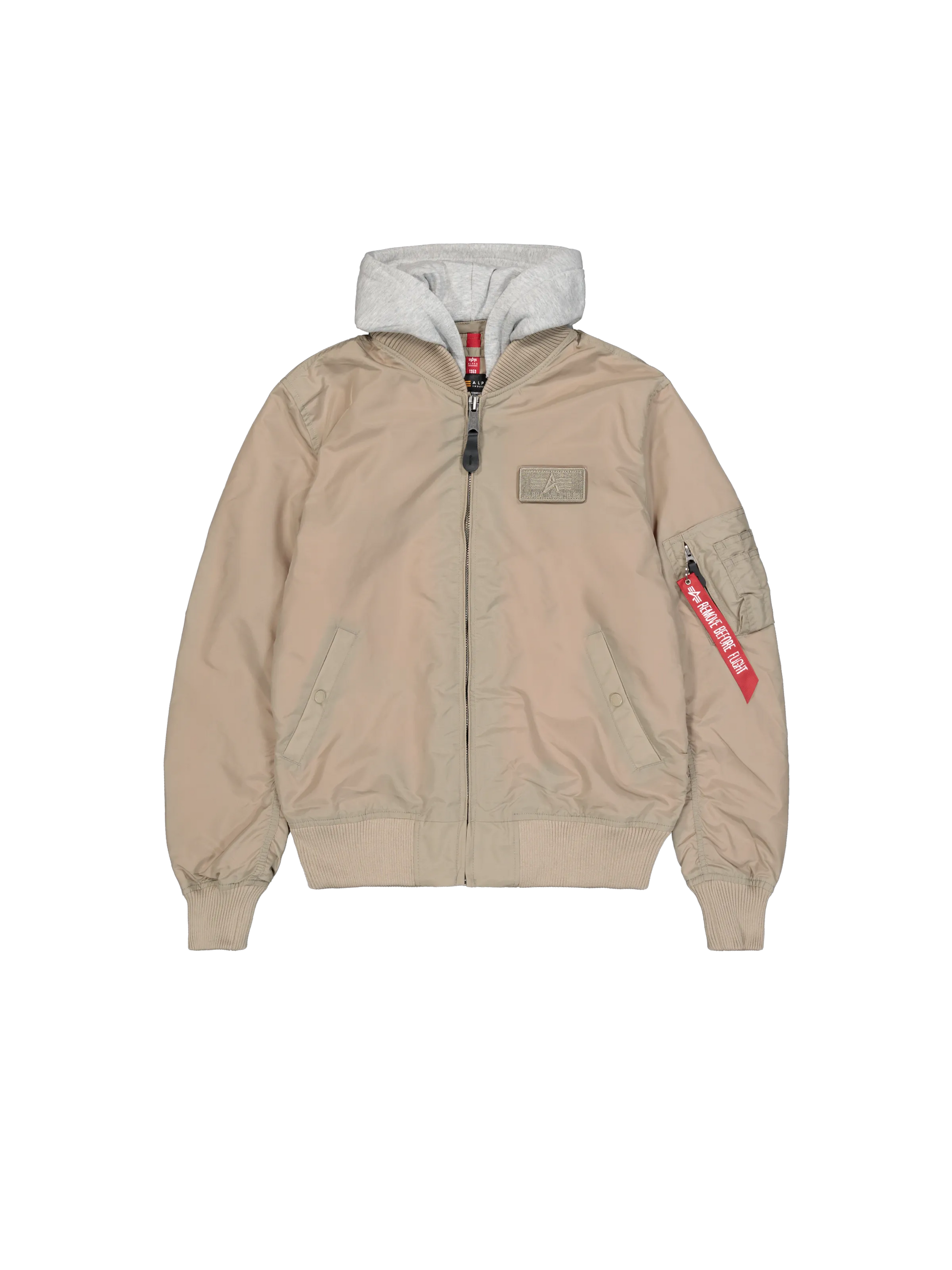 Alpha Industries MA-1 TT Hood Light Bomber Jacket in Schwarz – Vorderansicht