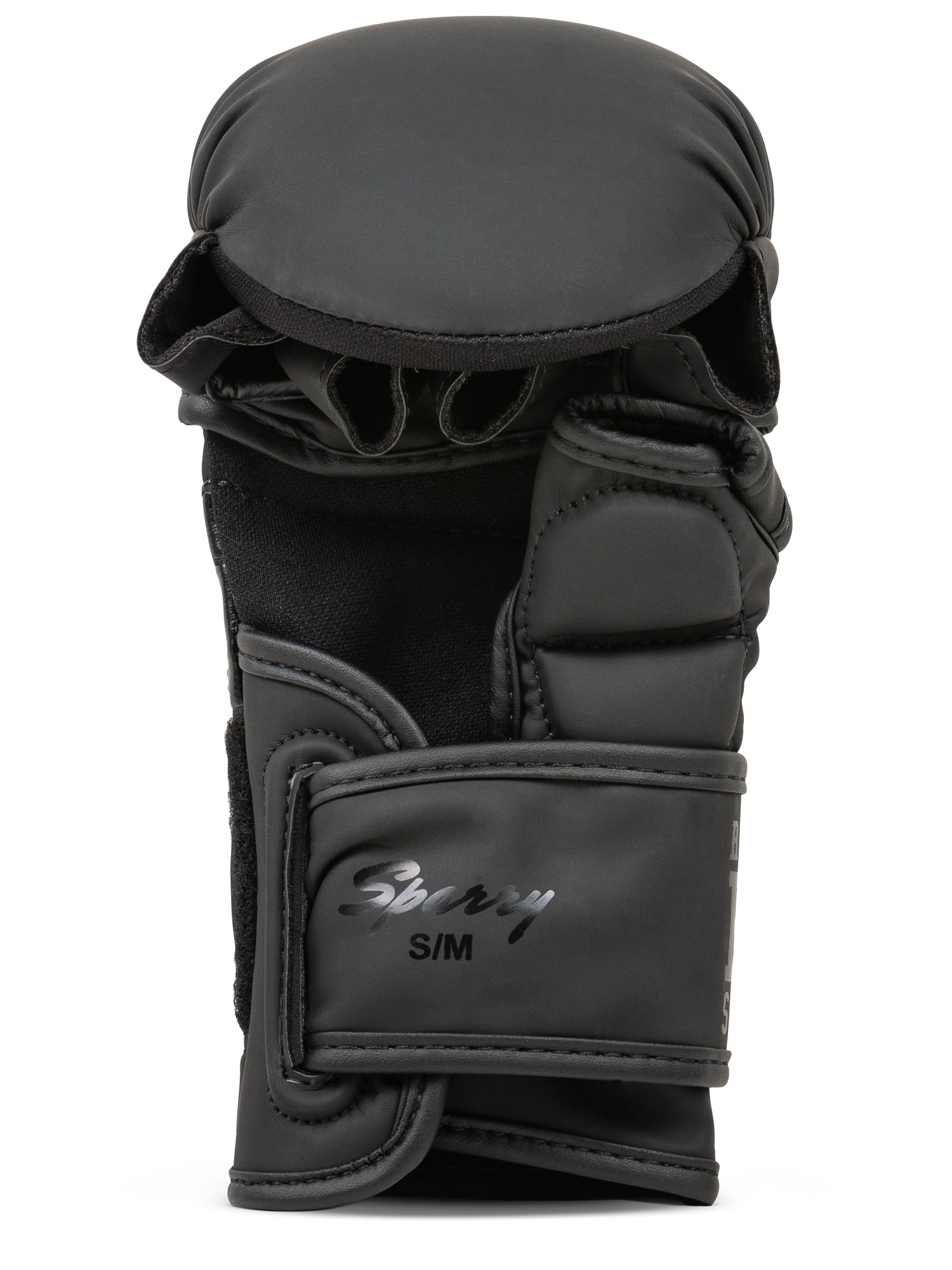 BENLEE MMA-Handschuhe Sparry aus schwarzem Kunstleder mit Daumenschutz und breitem Klettverschluss für stabilen Halt.