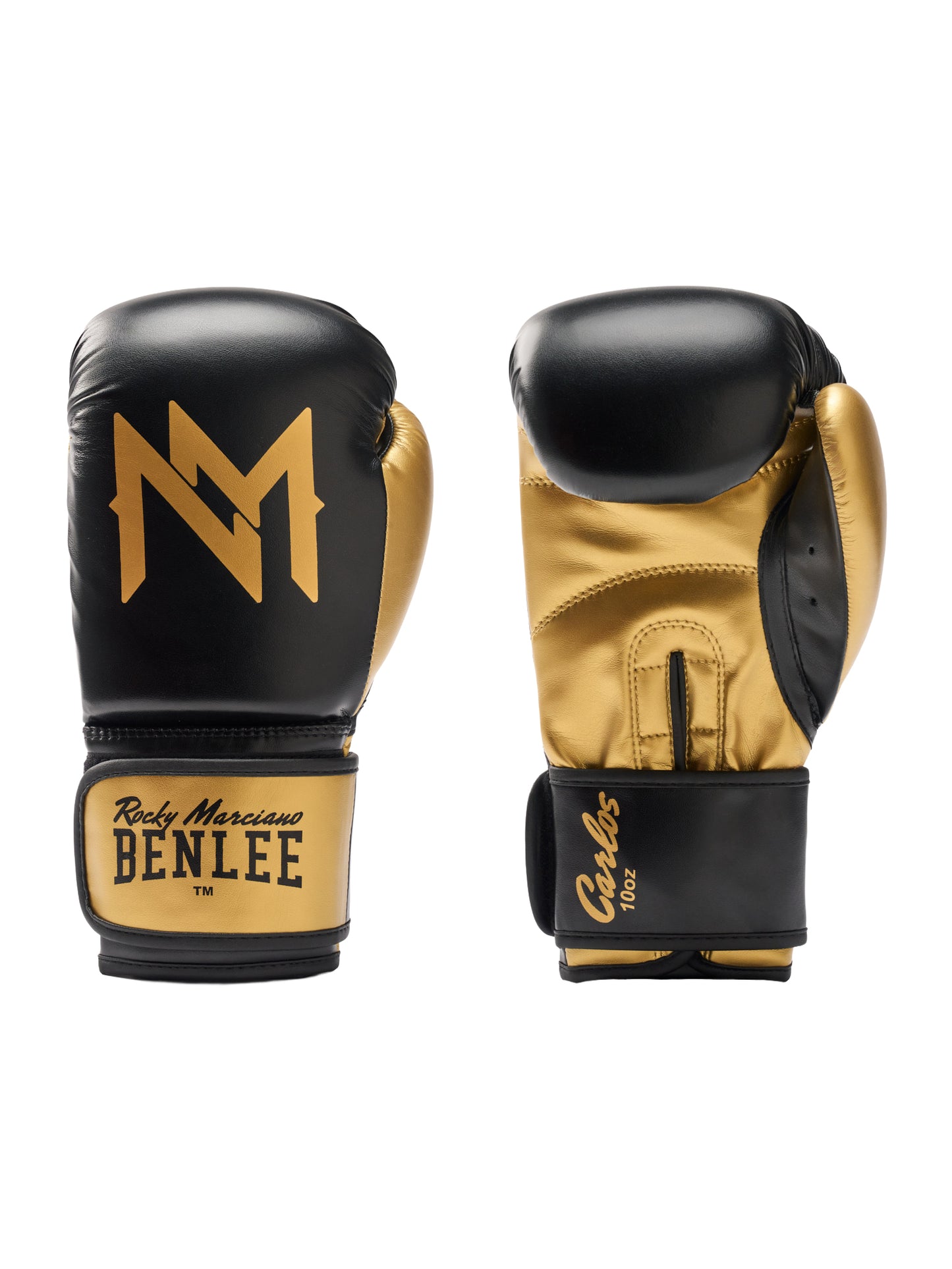 BENLEE Carlos Boxhandschuhe Nina Meinke Edition in Schwarz-Gold mit grossem M-Logo.
